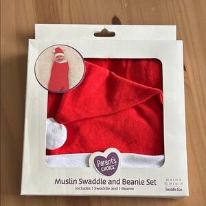 Parent's Choice Red Santa Swaddle and Beanie Set